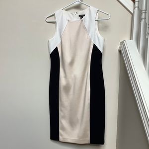 Ann Taylor White, Black, and Tan Dress